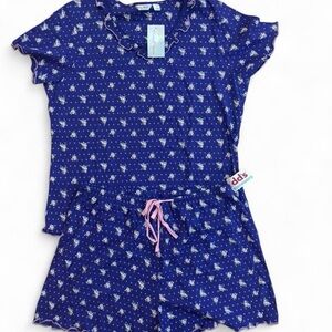 Source Unknown Blue Pajama Set with Pink Accents
